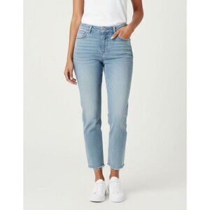 Pistola Arielle Skinny Jeans Raw Hem Light Wash Womens 32 Cropped High Rise